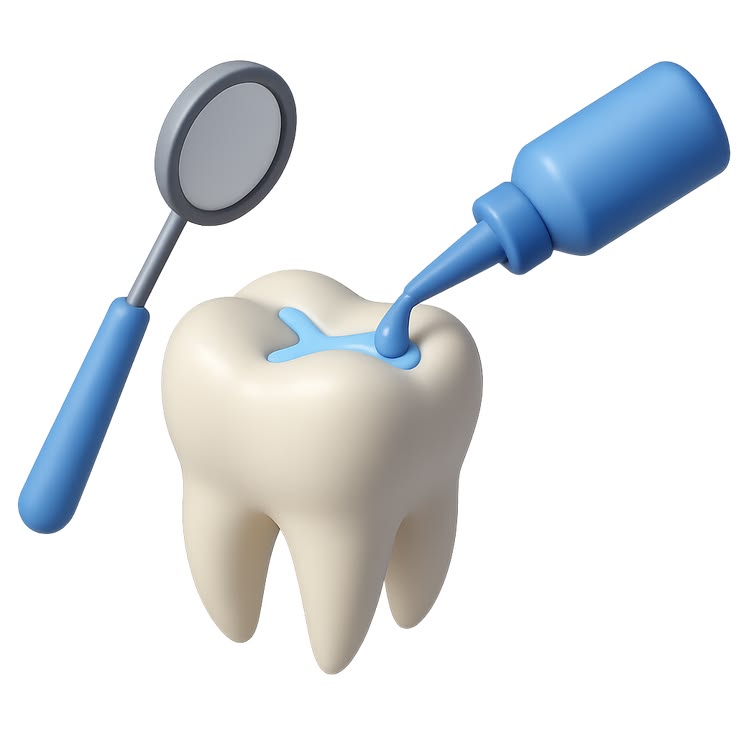 Dental sealant being applied to a tooth