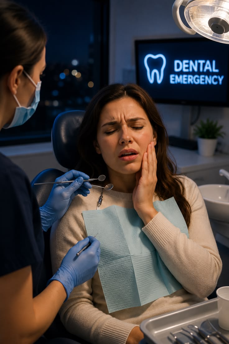 Patient receiving emergency dental care