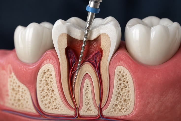 Dental team performing oral surgery